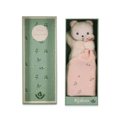 Kaloo Doudou Ours Carre Douceur Feuilles D'Amour^ Doudou Rose